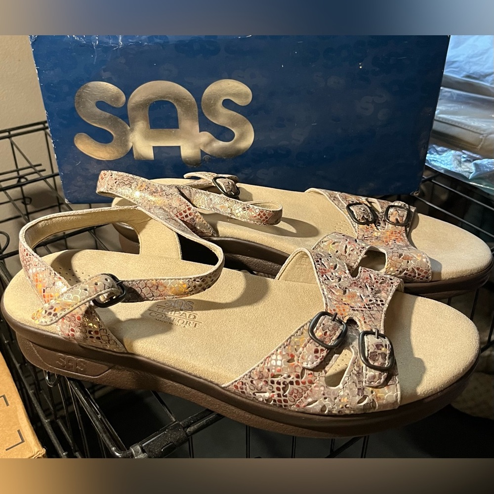 SAS Multisnake Taupe Duo Sandals with Tripad Comfort Women’s 10.5